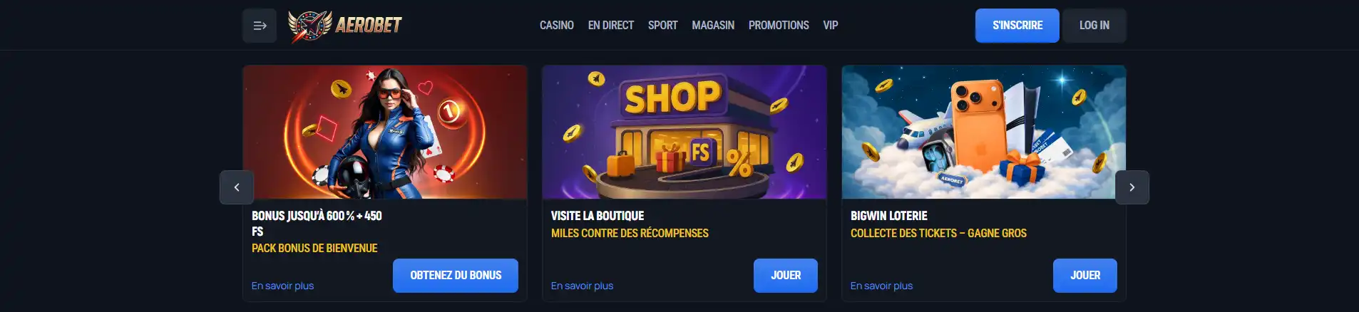 bonus de bienvenue Aerobet